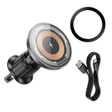 Заредете изображение във визуализатора на галерията – Borofone Car holder BH211 Riley magnetic with induction charging to air vent black

