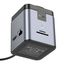 Заредете изображение във визуализатора на галерията – HOCO adapter HUB 9in1 Type C with wireless charger HB49 metal gray
