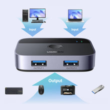 Заредете изображение във визуализатора на галерията – Ugreen CM757 2in1 adapter 2x USB-A 3.0 (input) / 2x USB-A (output) - gray
