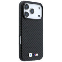 Заредете изображение във визуализатора на галерията – BMW case for IPHONE 18 Pro Max/17 Pro Max compatible with MagSafe (Carbon Metal Logo) black 
