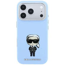 Заредете изображение във визуализатора на галерията – KARL LAGERFELD case for IPHONE 18 Pro/ 17 Pro compatible with MagSafe (Smooth Ikonik Sketch) light blue
