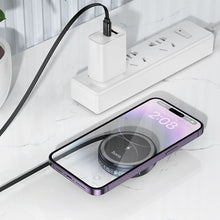 Заредете изображение във визуализатора на галерията – HOCO wireless charger with retractable cable Type C compatible with MagSafe and APPLE Watch 15W CQ18 metal gray
