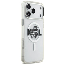 Заредете изображение във визуализатора на галерията – KARL LAGERFELD case for IPHONE 17 Pro Max compatible with MagSafe KLHMP17XHGKCGKBT (IML Glitter K&amp;C Sketch Logo) transparent

