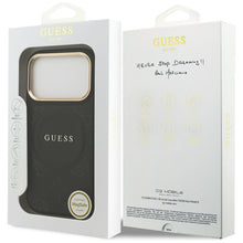Заредете изображение във визуализатора на галерията – GUESS case for IPHONE 17 Pro compatible with MagSafe GUHMP17LPSAMSECK (PU W/ Peony Hot Stamp) black
