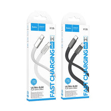 Заредете изображение във визуализатора на галерията – Flat Cable USB C to USB C Hoco 3A 60W 1 m X125 black
