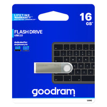 Заредете изображение във визуализатора на галерията – GOODRAM  UUN2 Pendrive - 16GB USB 2.0 SILVER
