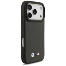 Заредете изображение във визуализатора на галерията – BMW case for IPHONE 17 Pro compatible with MagSafe BMHMP17L24CFMMK (Kevlar Matt) black
