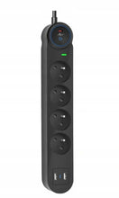 Заредете изображение във визуализатора на галерията – Extension cord 4 sockets + 2 x USB A + USB C Art FU810 1,5 m black
