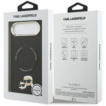 Заредете изображение във визуализатора на галерията – KARL LAGERFELD case for IPHONE 17 Air compatible with MagSafe KLHMP17MPSMLRKCK (PU K&amp;C PINS) black
