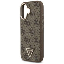 Заредете изображение във визуализатора на галерията – GUESS case for IPHONE 17 compatible with MagSafe GUHMP17SP4GTDGMW (4G PU W/ Triangle Logo) gold brown
