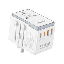 Заредете изображение във визуализатора на галерията – Dudao A65Pro 65W EU / US / JP / AUS / UK travel adapter 2x USB-C 2x USB-A - white
