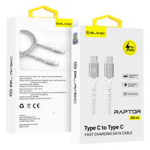 Заредете изображение във визуализатора на галерията – Blavec Cable Raptor braided - Type C to Type C - PD 60W 3A 2 metres (CRA-CC3WS20) white-silver
