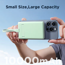 Заредете изображение във визуализатора на галерията – Powerbank Joyroom JR-PBM01 magnetic 10000mAh 20W with stand + Lightning cable - USB-C - green

