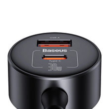 Заредете изображение във визуализатора на галерията – Baseus High Efficiency Pro 2x cigarette lighter socket adapter with USB-A USB-C 30W charger - black
