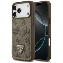 Заредете изображение във визуализатора на галерията – GUESS case for IPHONE 17 Pro Max GUHCP17XP4TPW (4G Double Card Triangle) gold
