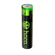 Заредете изображение във визуализатора на галерията – Rechargeable battery R3 (AAA) 320 mAh with USB C + cable USB A to 2 x USB C 2 pcs Hoco JA4 black
