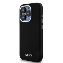 Заредете изображение във визуализатора на галерията – DKNY case for IPHONE 15 Pro compatible with MagSafe DKHMP15LSMCHLK (DKNY HC MagSafe Silicone W/Horizontal Metal Logo) black
