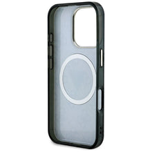 Заредете изображение във визуализатора на галерията – GUESS case for IPHONE 16 Pro compatible with MagSafe GUHMP16LHG4PRTGK (IML Metal Glitter 4G Circle Triangle) black
