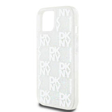 Заредете изображение във визуализатора на галерията – DKNY case for IPHONE 15 DKHCP15SLCPEPT (DKNY HC Liquid Glitters W/Checkered Pattern) white
