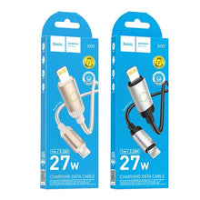 Заредете изображение във визуализатора на галерията – Cable USB C to Lightning Hoco PD 27W 1 m X117 gold
