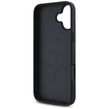 Заредете изображение във визуализатора на галерията – GUESS case for IPHONE 16 compatible with MagSafe GUHMP16SPGNMPLMK (PU Grained Flowers Classic Logo) black
