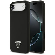 Заредете изображение във визуализатора на галерията – GUESS case for IPHONE 17 Air compatible with MagSafe GUHMP17MSCTRLMK (Silicone W/ Triangle Logo) black
