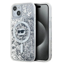 Заредете изображение във визуализатора на галерията – Karl Lagerfeld Liquid Glitter Choupette Head MagSafe case for iPhone 14 / 15 / 13 - transparent
