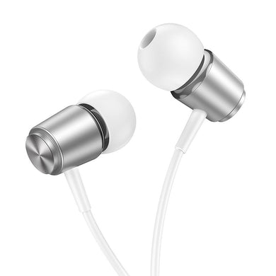 HOCO wire earphones Jack 3,5 mm with microphone M108 silver