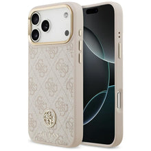 Заредете изображение във визуализатора на галерията – GUESS case for IPHONE 17 Pro Max compatible with MagSafe GUHMP17XP4GRMDEP (PU W/ 4G Strass Logo) pink
