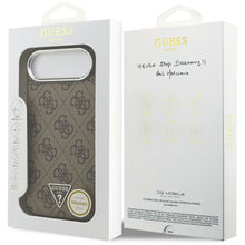 Заредете изображение във визуализатора на галерията – GUESS case for IPHONE 17 Air compatible with MagSafe GUHMP17MP4TSRCMW (4G PU W/ Triangle Logo) silver brown

