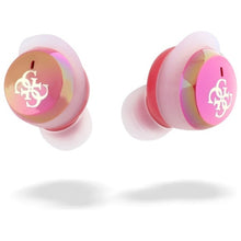 Заредете изображение във визуализатора на галерията – GUESS wireless earphones bluetooth TWS GUTWSJ144ESF (Mini Iridescent 4G Printed Logo) fuschia
