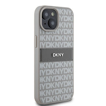 Заредете изображение във визуализатора на галерията – Original Case DKNY hardcase Leather Mono Stripe &amp; Metal Logo DKHCP15SPRTHSLE for Iphone 15/14/13 beige

