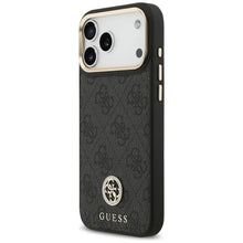 Заредете изображение във визуализатора на галерията – GUESS case for IPHONE 17 Pro Max compatible with MagSafe GUHMP17XP4G4DCSK (PU W/ Strass Logo &amp; Big Strap Metal Buttons) black

