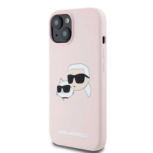 Заредете изображение във визуализатора на галерията – Karl Lagerfeld Silicone Karl&amp;Choupette MagSafe case for iPhone 15 / 14 / 13 - pink
