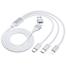 Заредете изображение във визуализатора на галерията – 3mk Hyper Cable 3in1 USB-A - USB-C / USB-C - micro USB - Lightning 1.5m - white
