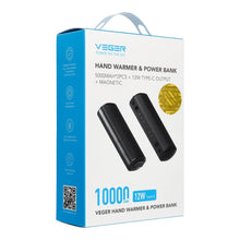 Заредете изображение във визуализатора на галерията – VEGER powerbank 2 x 5000 mAh with hand warmer 2,4A 2 pcs black and silver
