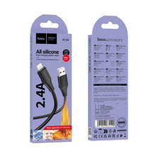 Заредете изображение във визуализатора на галерията – Silicone Cable USB A to Lightning Hoco 2,4A 1 m X124 black
