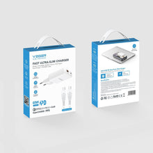 Заредете изображение във визуализатора на галерията – Phone charger USB A + Type C PD 65W + data cable Type C to C 100W VEGER TR122 white
