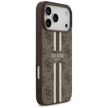 Заредете изображение във визуализатора на галерията – GUESS case for IPHONE 17 Pro Max compatible with MagSafe GUHMP17XP4RPSW (4G Printed Stripes) brown
