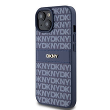 Заредете изображение във визуализатора на галерията – Original Case DKNY hardcase Leather Mono Stripe &amp; Metal Logo DKHCP15SPRTHSLB for Iphone 15/14/13 blue
