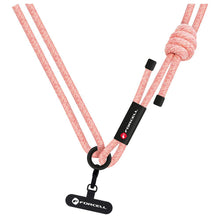 Заредете изображение във визуализатора на галерията – FORCELL F-DESIGN S10X165 crossbody phone lanyard with adjustable length (max 82,5cm in the loop) pink white
