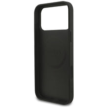 Заредете изображение във визуализатора на галерията – GUESS case for IPHONE 17 Pro Max compatible with MagSafe GUHMP17XP4TSDPPSK (4G PU W/ Strap Triangle Logo) black
