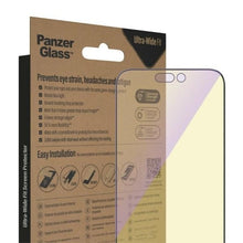 Заредете изображение във визуализатора на галерията – PanzerGlass Ultra-Wide Fit Antibacterial Tempered Glass with Blue Light Filter and Positioner for iPhone 14 Pro Max
