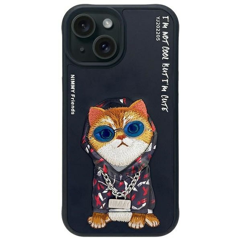 NIMMY case GLASSES COOL CAT for IPHONE 15 black