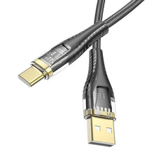 Заредете изображение във визуализатора на галерията – Cable USB A to USB C Hoco 2,4A 1,2 m U121 black transparent
