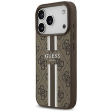Заредете изображение във визуализатора на галерията – GUESS case for IPHONE 17 Pro compatible with MagSafe GUHMP17LP4RPSW (4G Printed Stripes) brown
