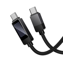 Заредете изображение във визуализатора на галерията – Cable USB C to USB C Hoco 3A 60W with Dpot Matrix LCD 1 m U154 black
