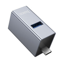 Заредете изображение във визуализатора на галерията – Adapter 3in1 (USB 2.0 x 2+USB 3.0) USB-C Hoco HB54 szary
