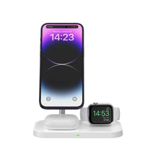 Заредете изображение във визуализатора на галерията – Tech-Protect QI15W-A22 inductive MagSafe charger with 3in1 MagSafe stand for smartphone / Apple Watch / AirPods - white
