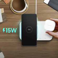 Заредете изображение във визуализатора на галерията – Samsung Wireless Charger Duo EP-P5400TWEGEU inductive charger 15W - white + mains charger + cable
